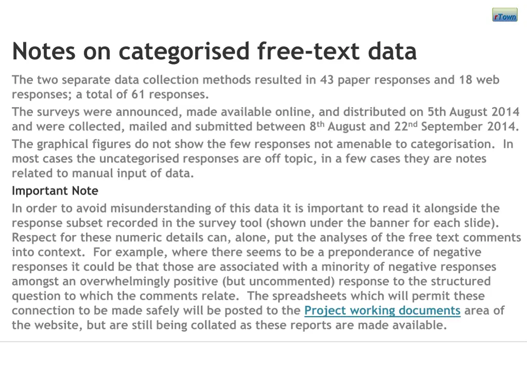 notes on categorised free text data