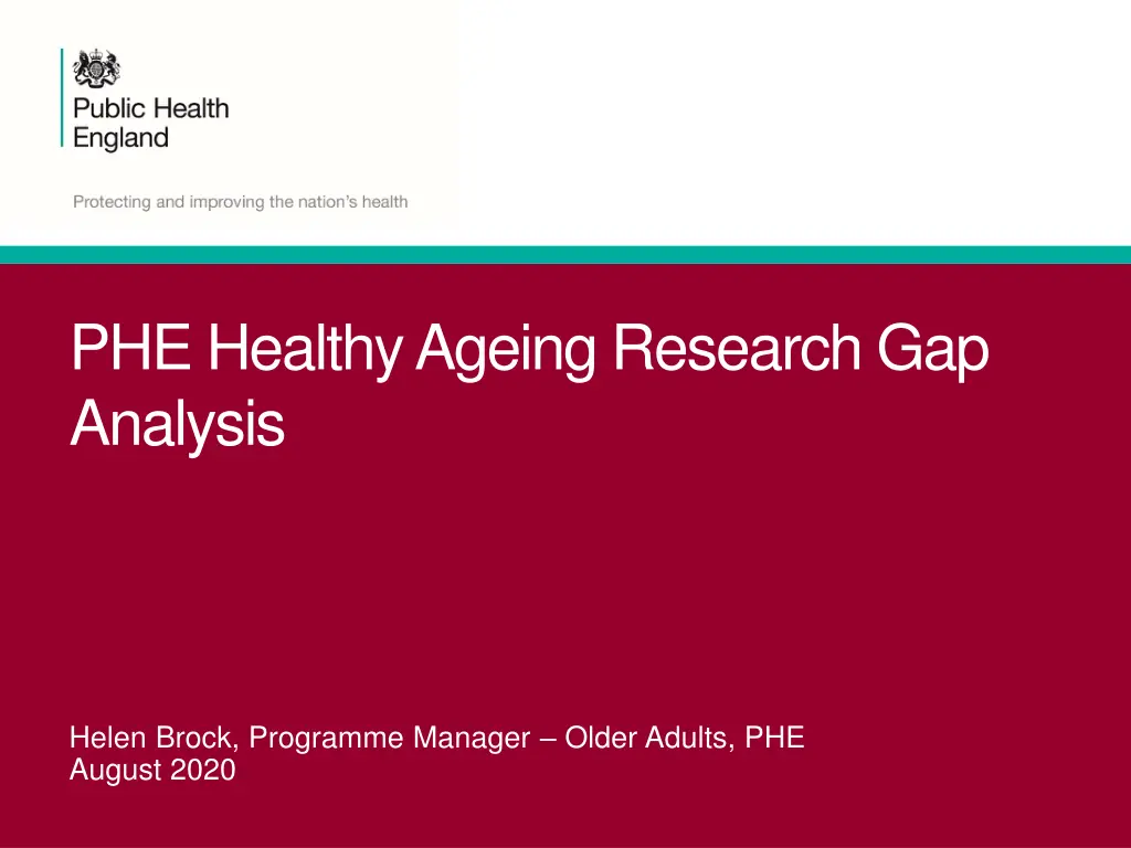 phe healthy ageing research gap analysis