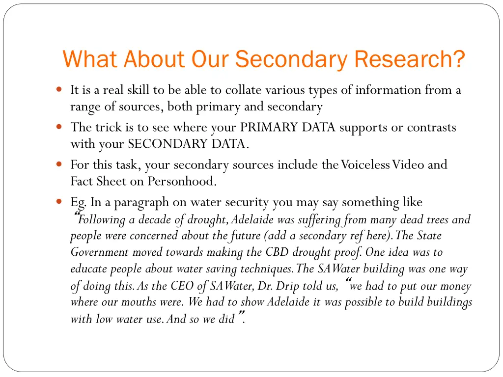 what about our secondary research
