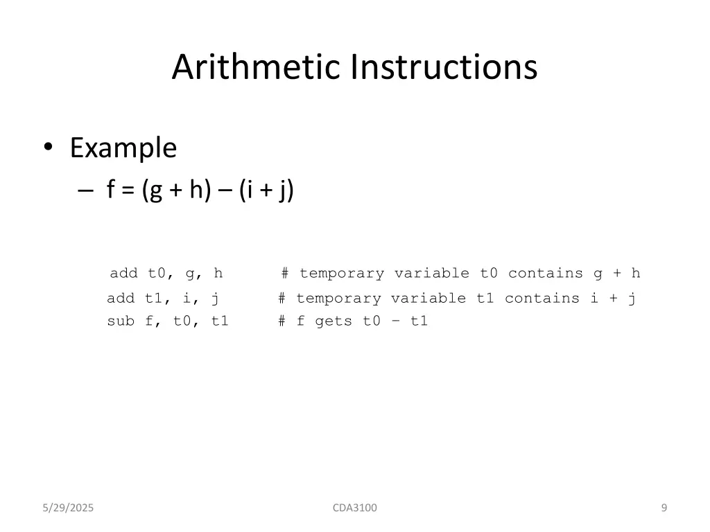 arithmetic instructions 2