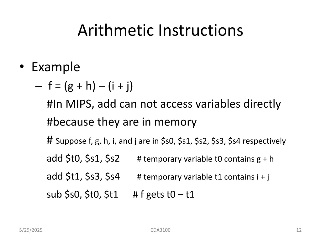 arithmetic instructions 3