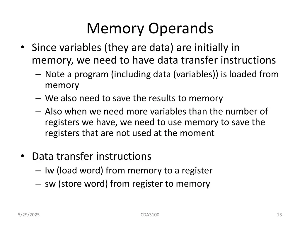 memory operands