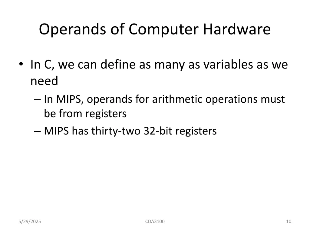operands of computer hardware
