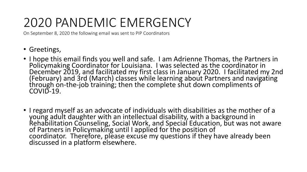 2020 pandemic emergency on september 8 2020