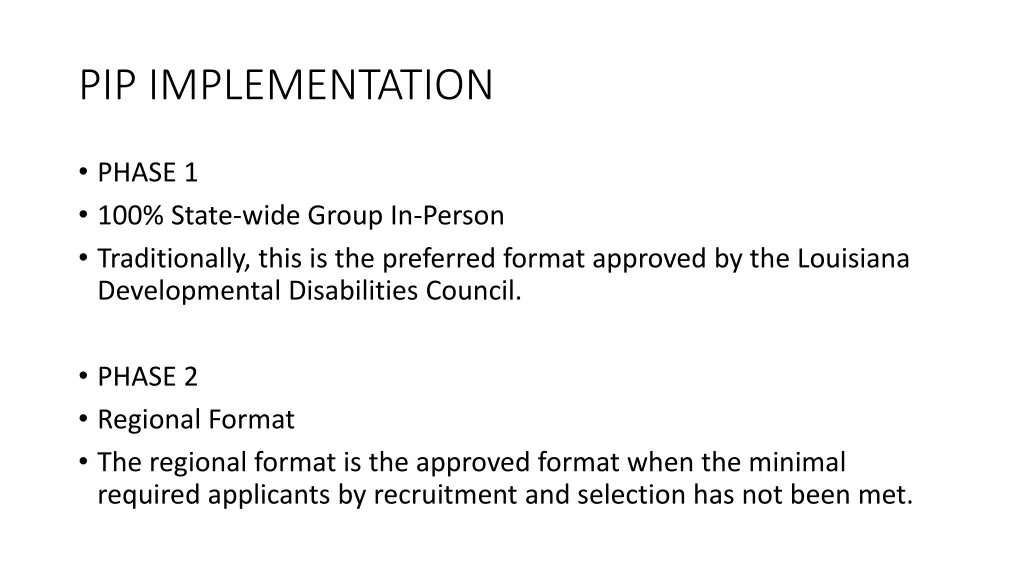 pip implementation