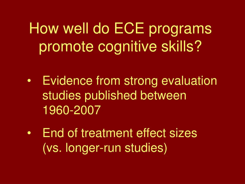 how well do ece programs promote cognitive skills