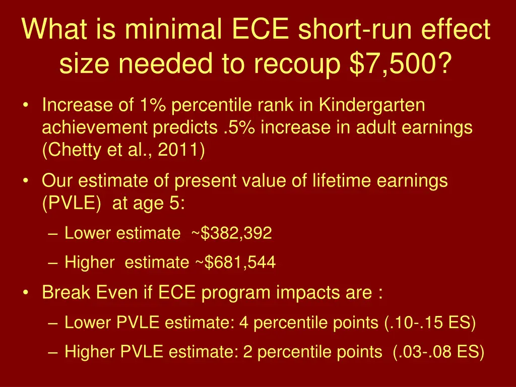 what is minimal ece short run effect size needed