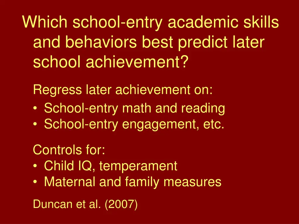 which school entry academic skills and behaviors