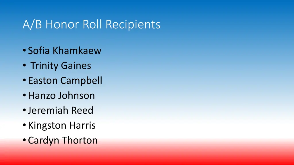 a b honor roll recipients
