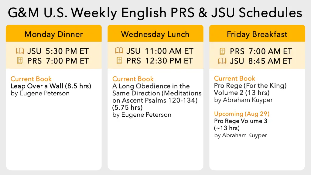 g m u s weekly english prs jsu schedules