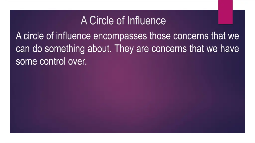 a circle of influence