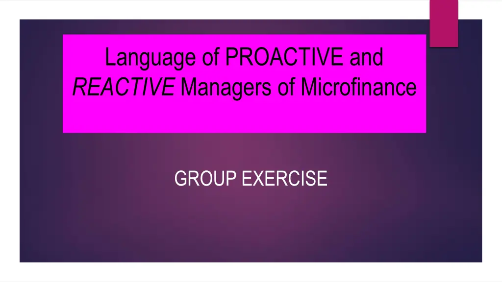 language of proactive and reactive managers