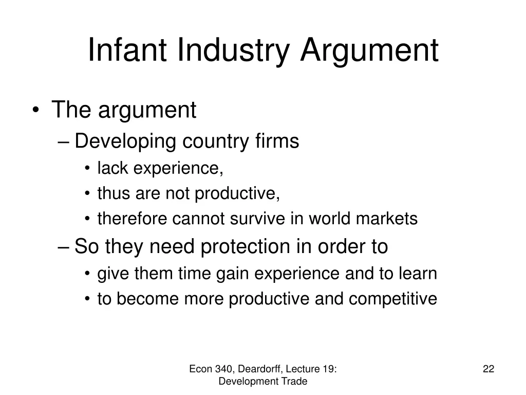 infant industry argument