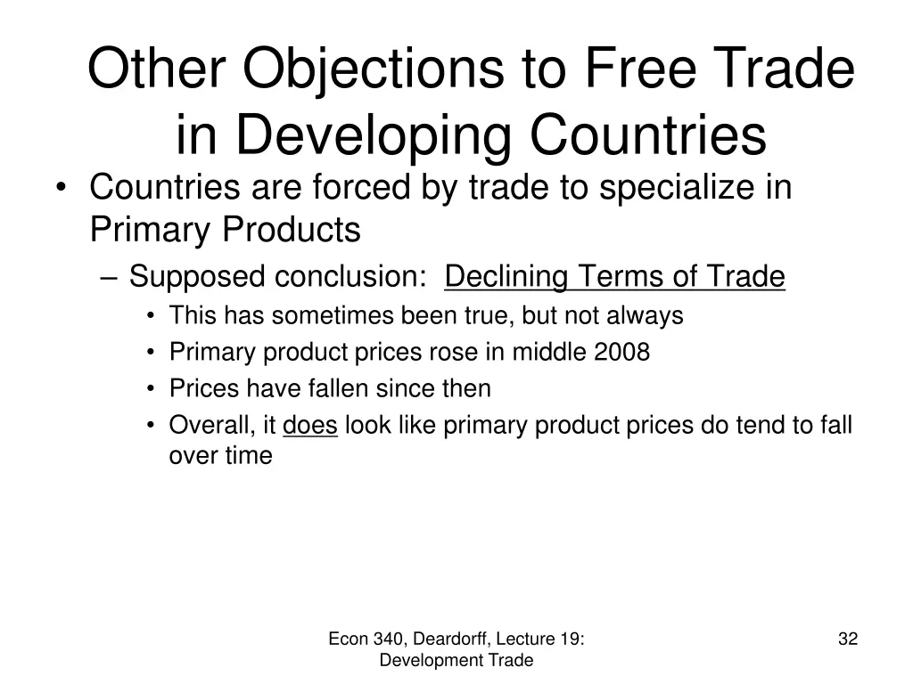 other objections to free trade in developing 1