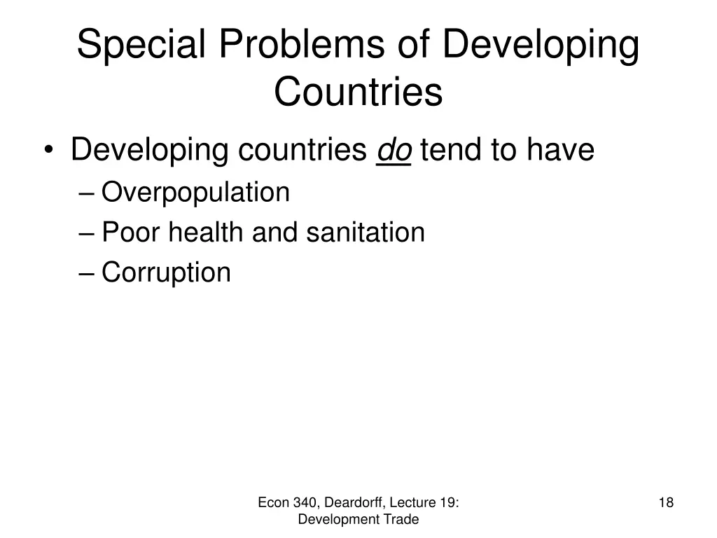 special problems of developing countries 5