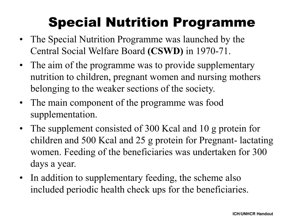 special nutrition programme the special nutrition