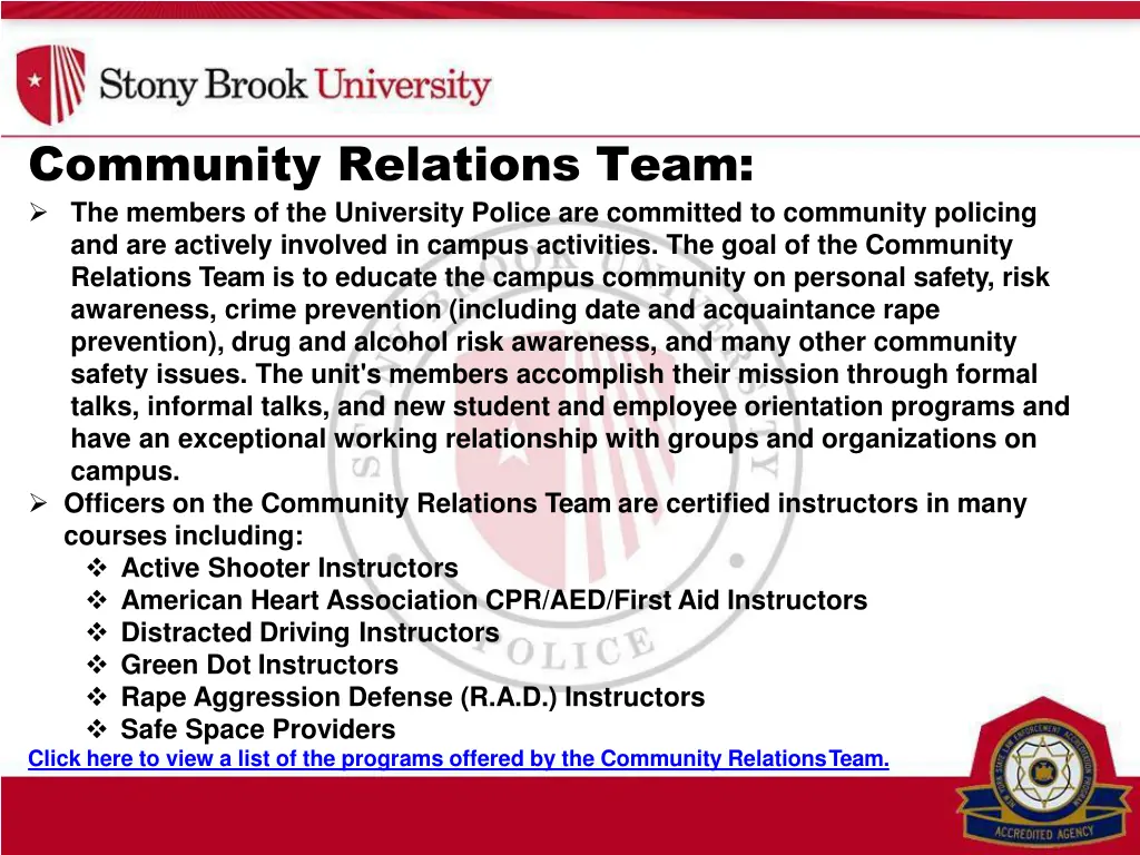 community relations team the members