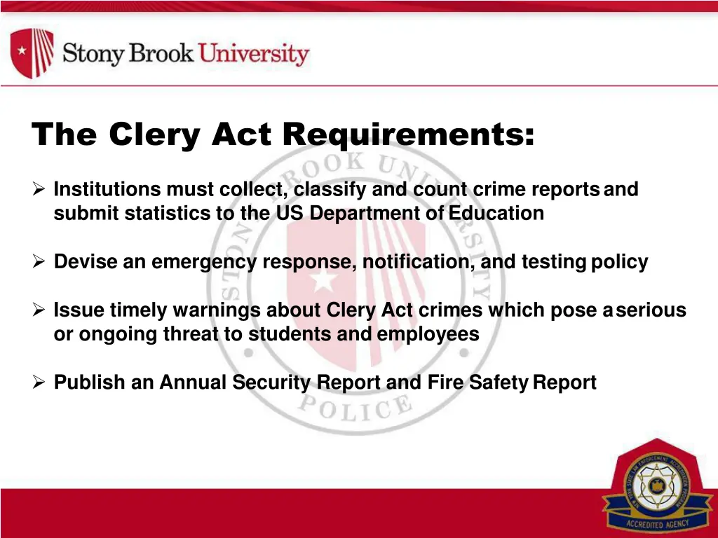 the clery act requirements