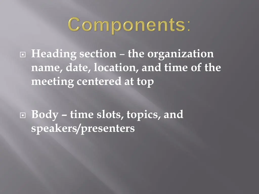 heading section the organization name date