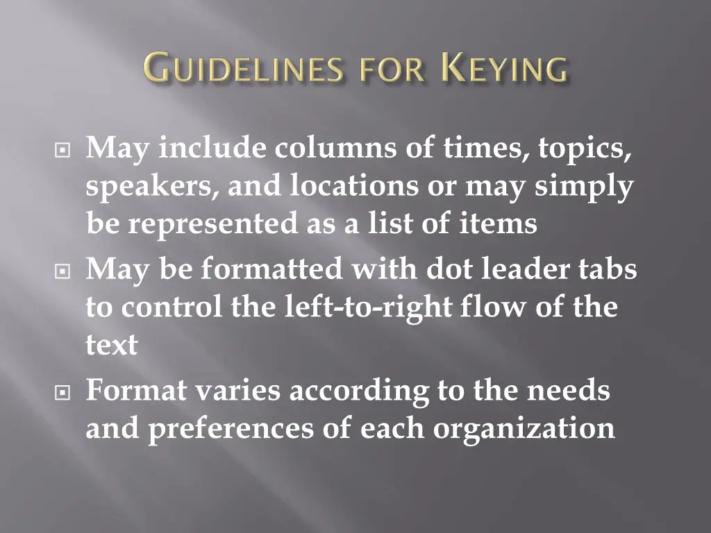 may include columns of times topics speakers
