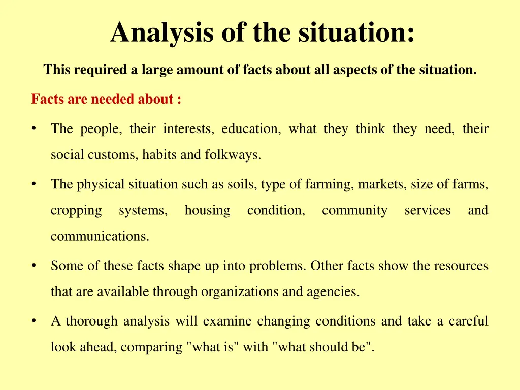 analysis of the situation