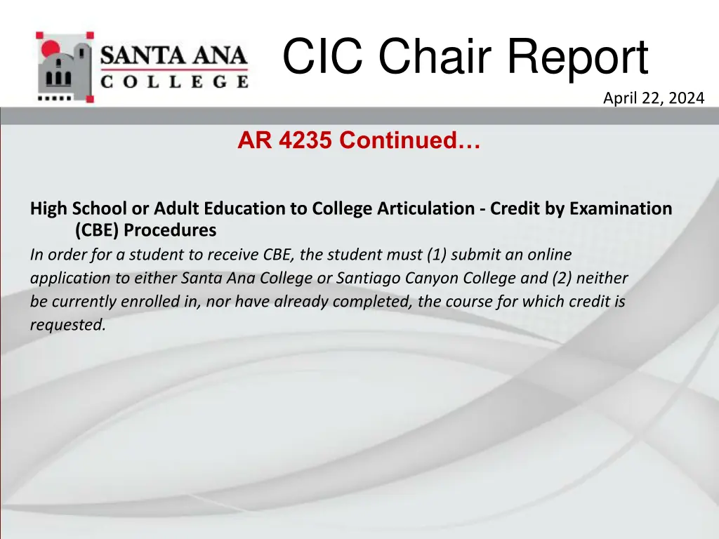 cic chair report 2