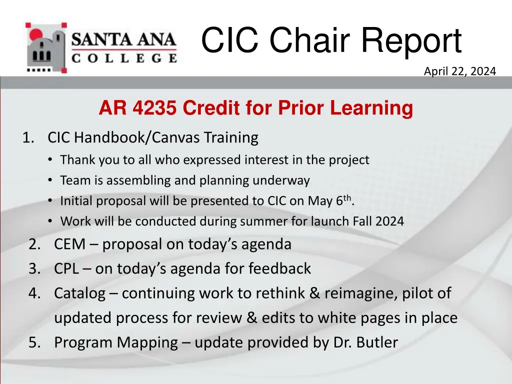 cic chair report