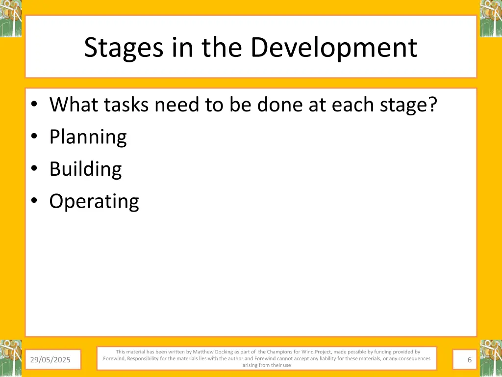 stages in the development 1