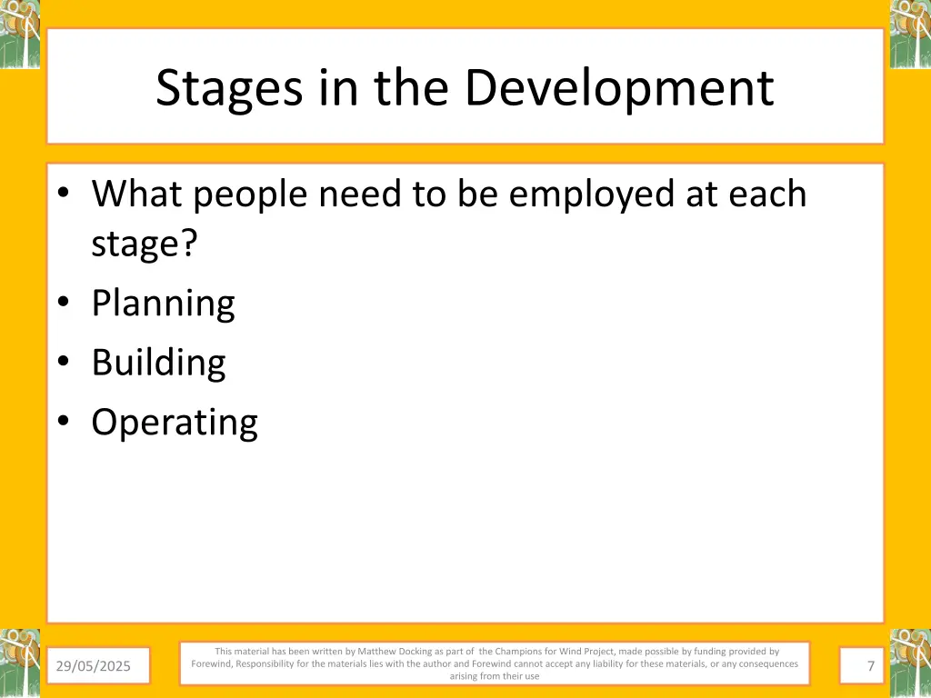 stages in the development 2