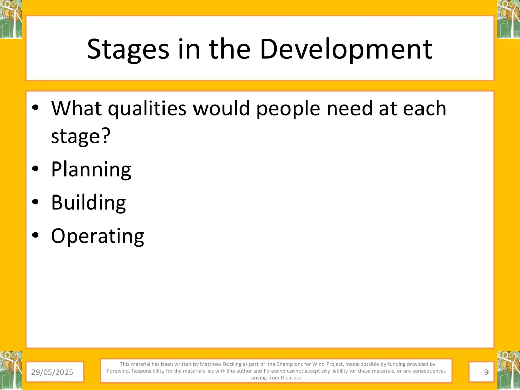 stages in the development 4