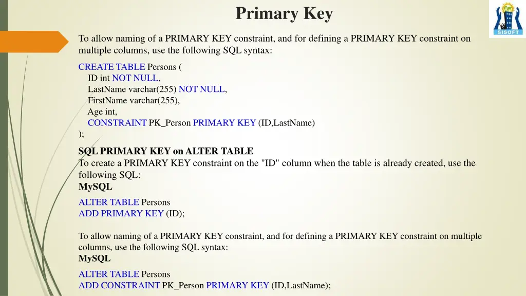 primary key 1