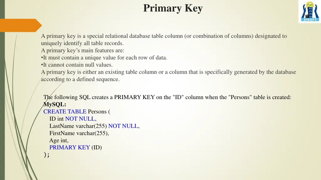 primary key