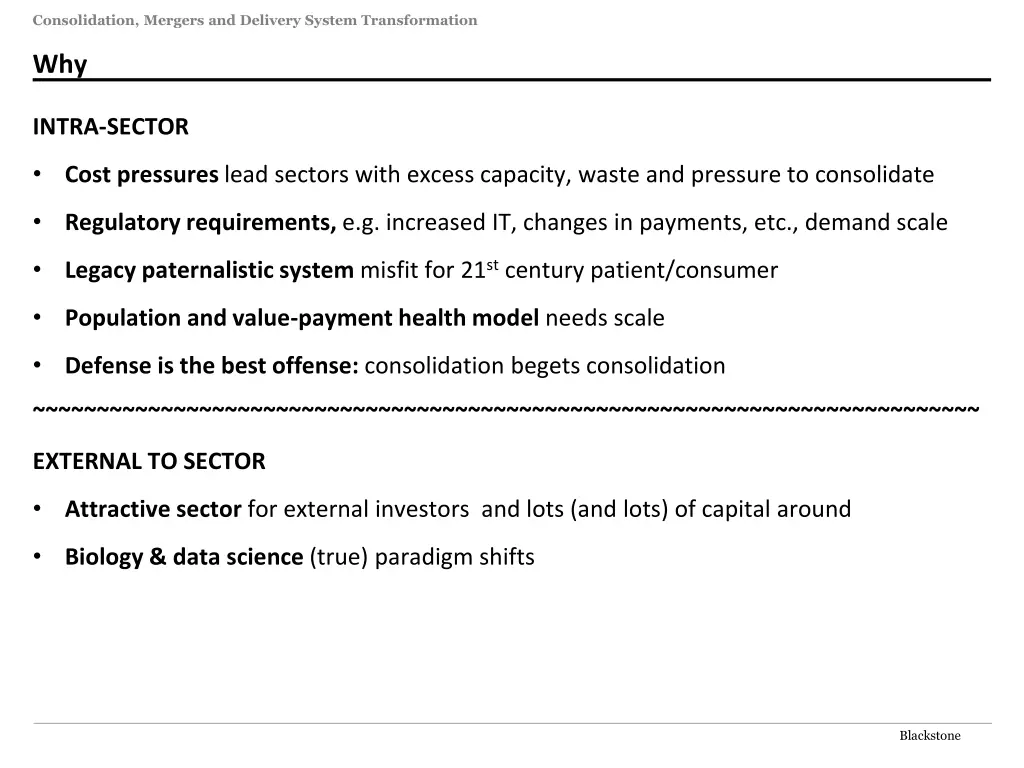 consolidation mergers and delivery system 3