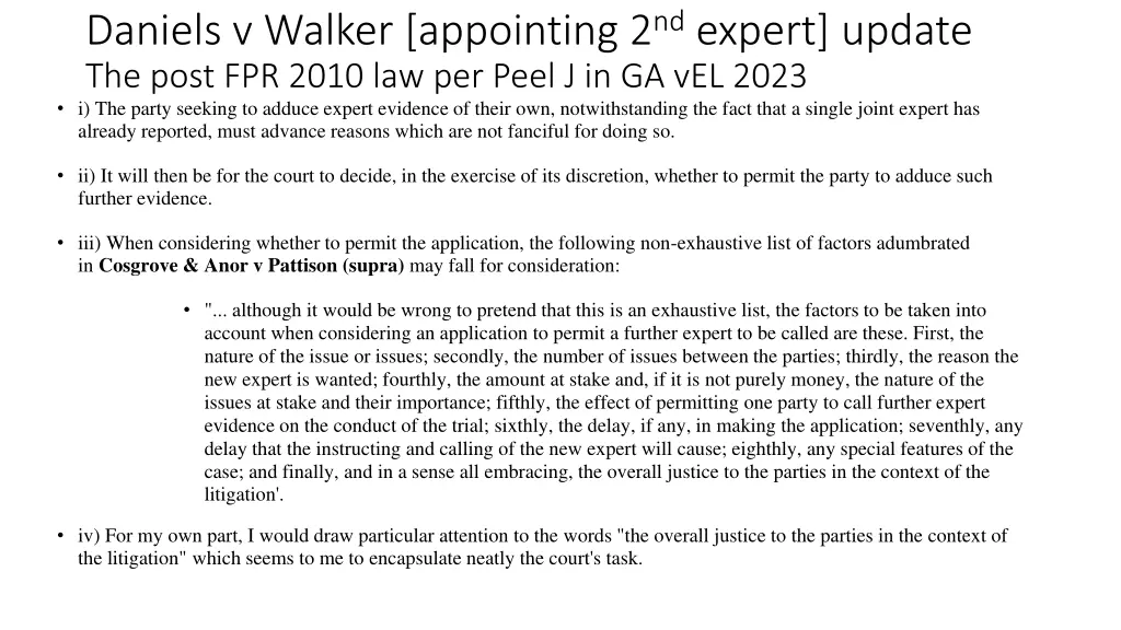 daniels v walker appointing 2 nd expert update