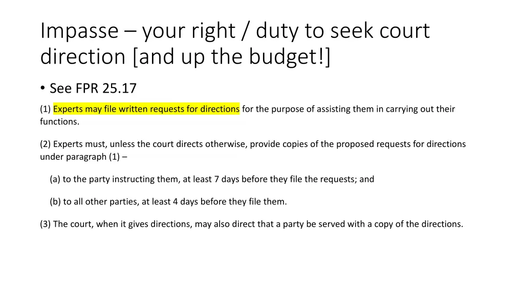 impasse your right duty to seek court direction
