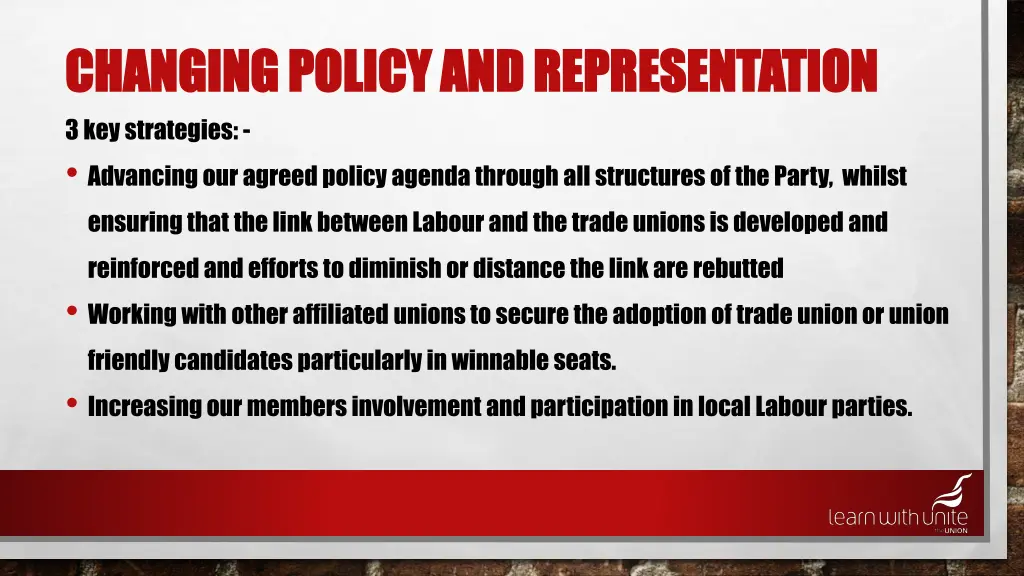 changing policy and representation changing