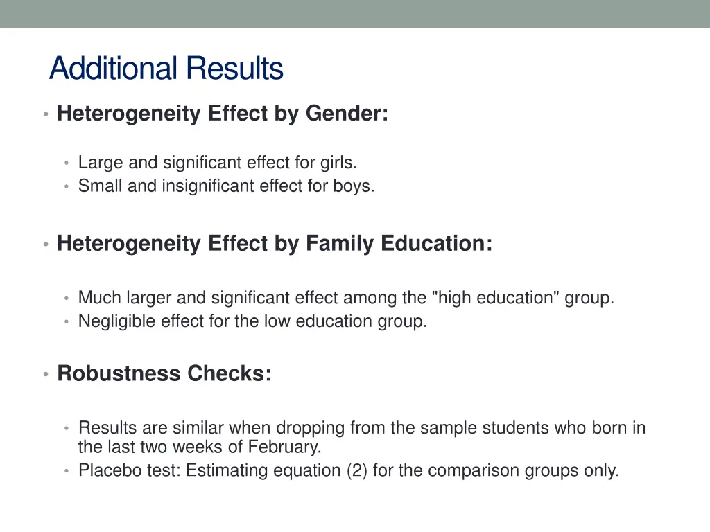 additional results