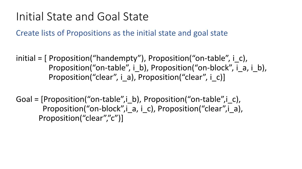 initial state and goal state
