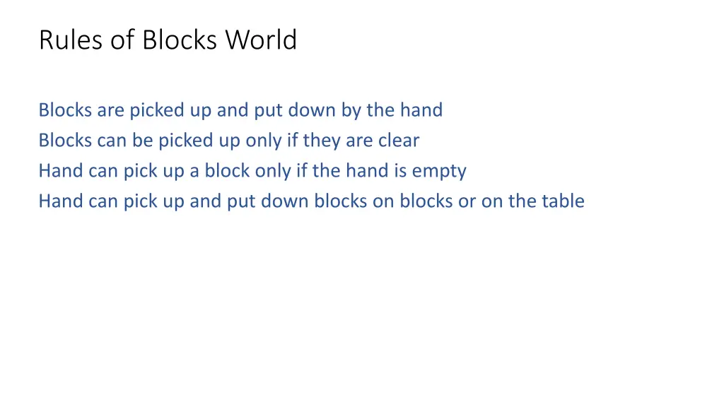 rules of blocks world