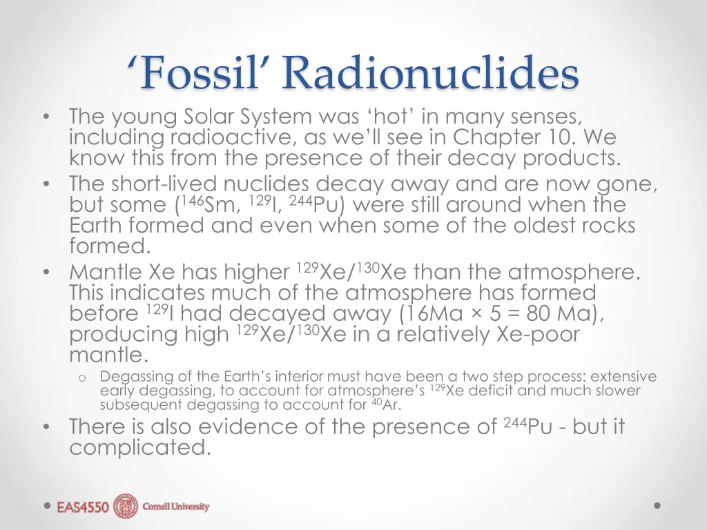 fossil radionuclides the young solar system