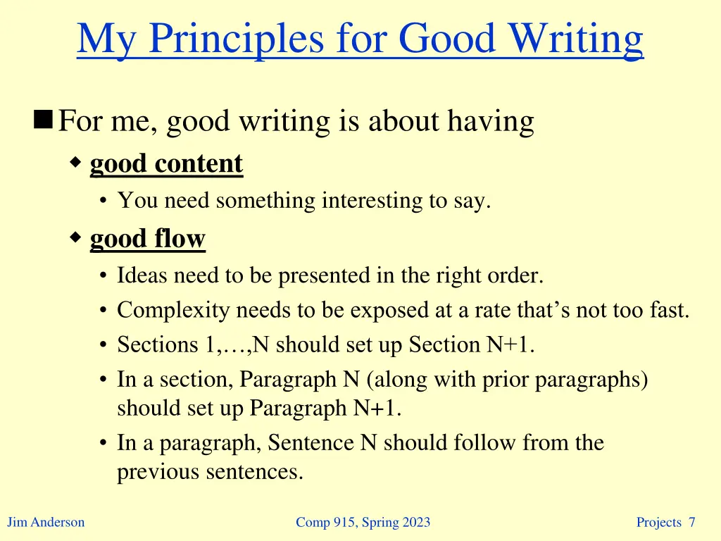 my principles for good writing