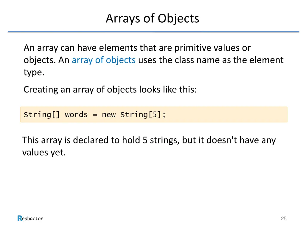 arrays of objects