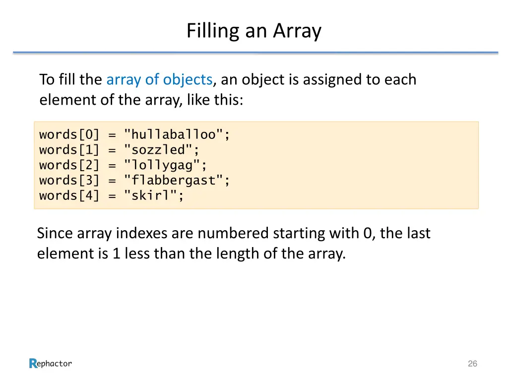 filling an array