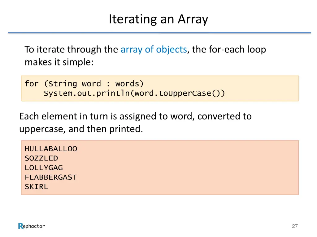 iterating an array