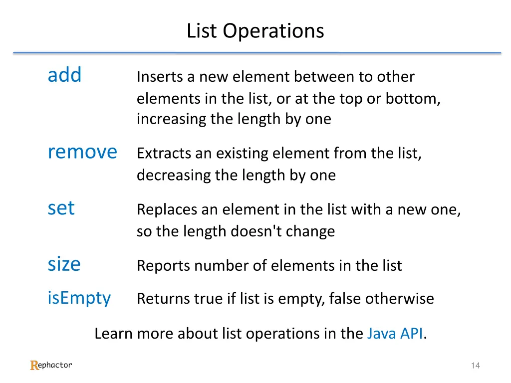 list operations