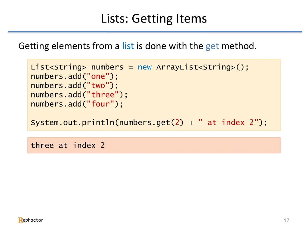 lists getting items