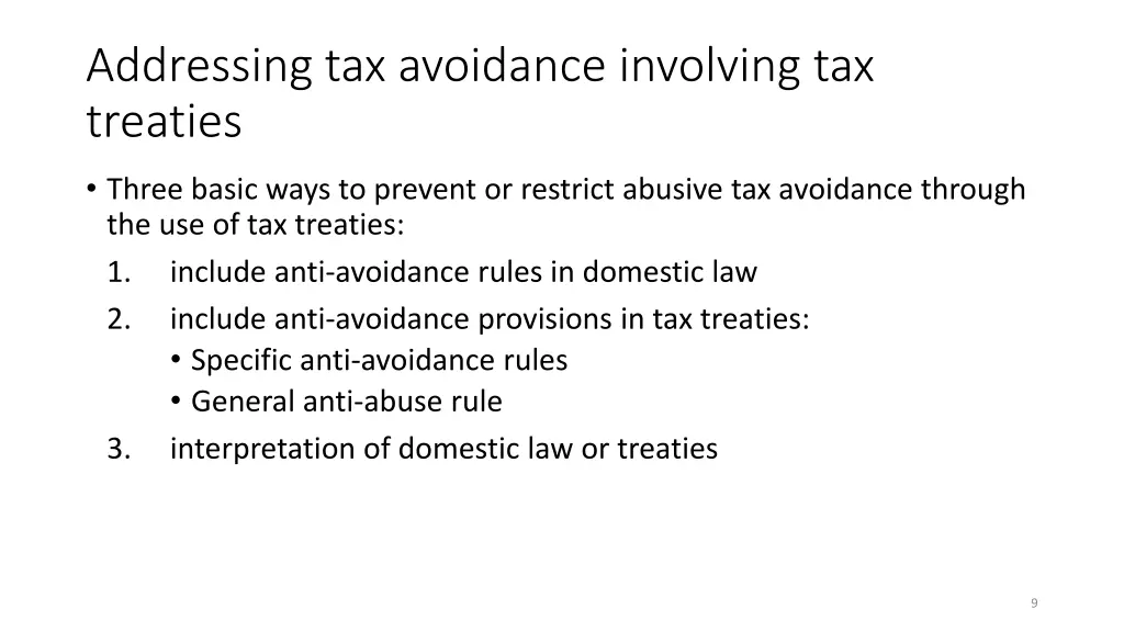 addressing tax avoidance involving tax treaties