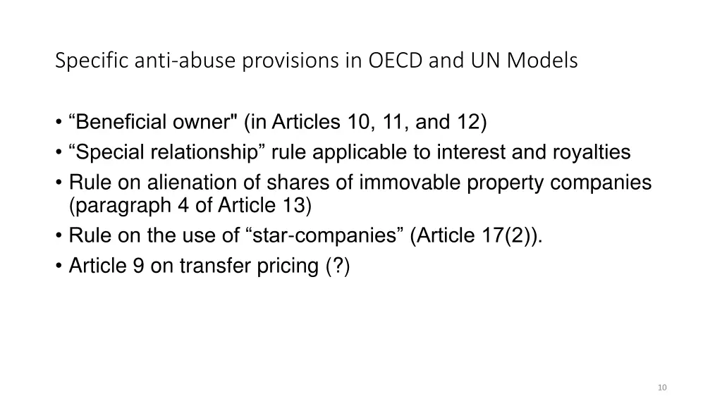 specific anti abuse provisions in oecd