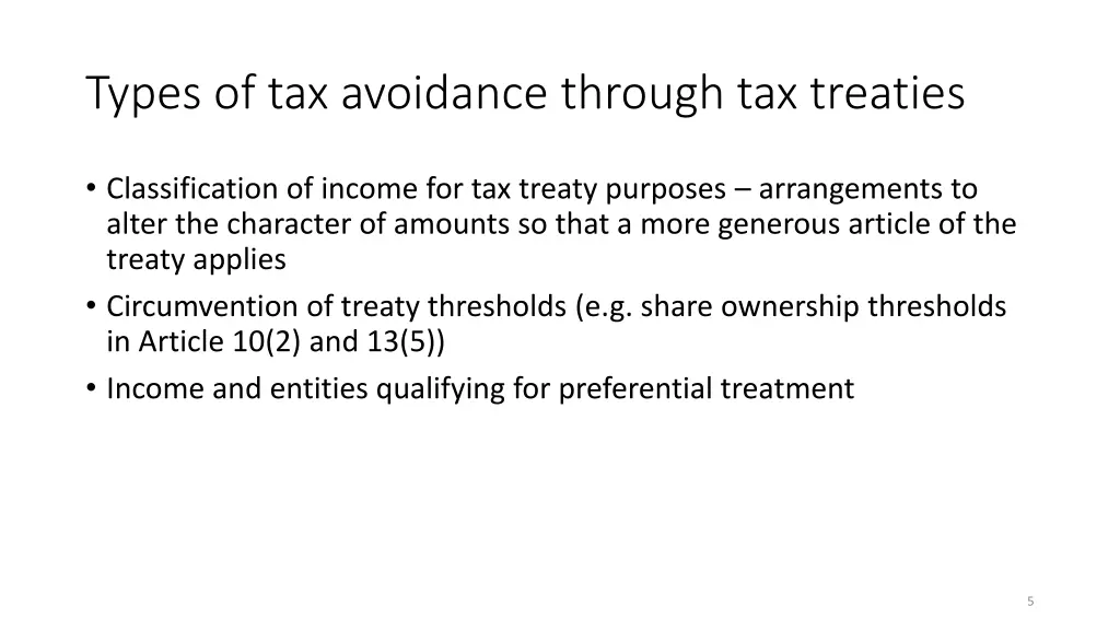 types of tax avoidance through tax treaties 2