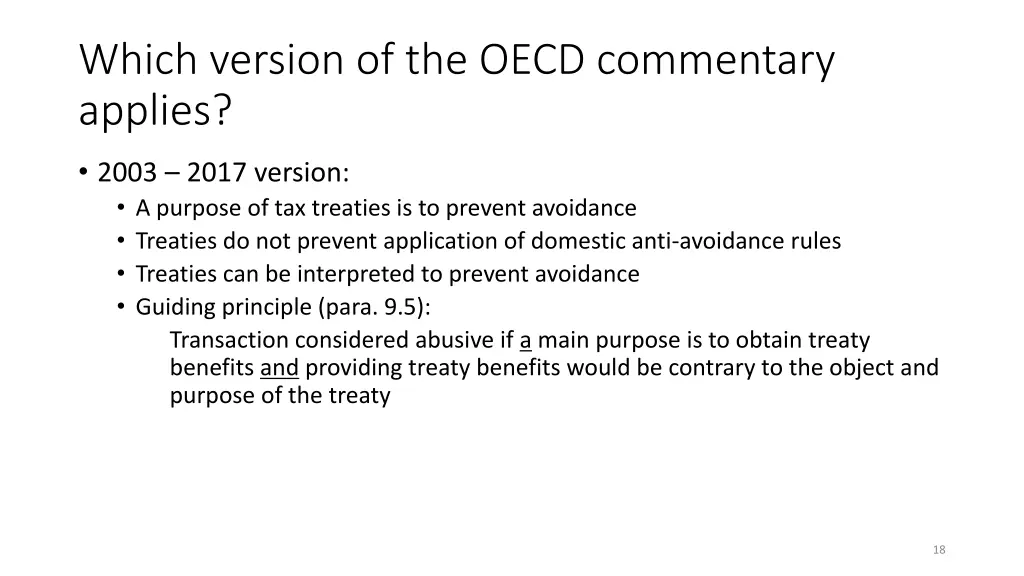 which version of the oecd commentary applies 1